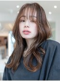 大人かわいい艶髪スタイル韓国レイヤーハッシュカットフルバング