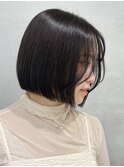 ボブミルクティーベージュブリーチダブルカラー堀江