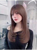 黒髪ボブルフネビージュ小顔ワンレン顔まわり韓国レイヤーカット