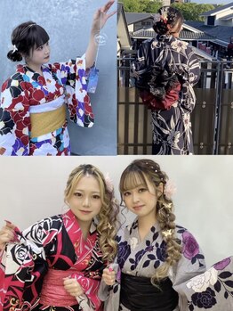 ヘイルジューシー(hail JUICY)の写真/浴衣や訪問着、袴などヘアセットと着付けが両方できる！いつもとは違う自分に出会おう★〈ご予約受付中〉