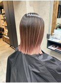 バレイヤージュ、ハイライト、レイヤーロング、グレーベージュ