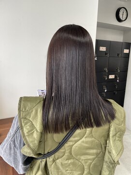 ヘアー アイス 御器所本店(HAIR ICI) パツっとミディ髪質改善縮毛矯正艶髪オリーブベージュ
