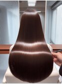 韓国風ヘーゼルベージュ美髪ストレート矯正ロングローレイヤー