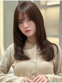 レイヤーカット/グレージュブラウン/韓国巻き/顔周りカット