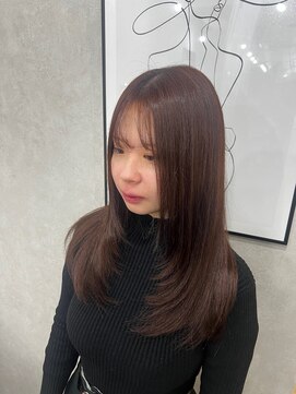 プライズ 所沢プロぺ通り店(prize) ピンクブラウンカラー顔まわりレイヤースタイル所沢