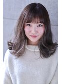 【Augustahairdesign】グレージュハイライト×シースルーバング