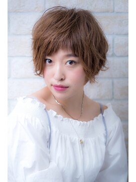 エルデ ナインズ ヘアー スタンド 川口店(elde 9's HAIR STAND) ヴェールウェーブブルージュカラー小顔前下がり似合わせショート