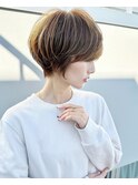 大人可愛い前髪ありのひし形マッシュショートパーマ20代30代