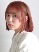 切りっぱなしボブ、ピンクミックスカラー