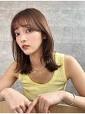 サラツヤロングベージュカラーブリーチしない透明感カラー