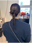 天神　ブリーチなしカラー　ブラウンカラー　パーマ