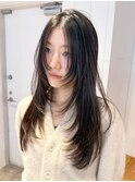ロング顔周りレイヤー美髪韓国ヘア_ba549231
