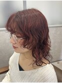レイヤーパーマ×レッドカラー