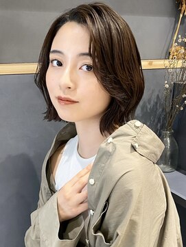 ラミエバイメルト 下北沢(lamie by melt) 花田/くびれボブダブルカラーオリーブベージュ下北沢韓国顔周り