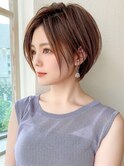 大人可愛い/耳かけショートボブ/メルティカラー/似合わせカット