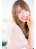 斜めバングで叶える♪ミルクティブラウンロングレイヤーa1