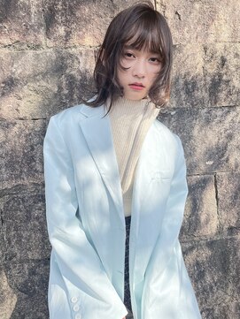 マウロア(MAULOA) 【MAULOA】顔まわりウルフ・ぷつんミディ×透明感グレージュ