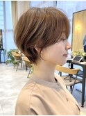 ブリーチなしミルクティーベージュ/グレージュショート/豊中