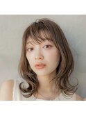 大人かわいい前髪セシルカットココアブラウンフリンジウェーブ