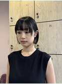 #切りっぱなしボブ #裾カラー #ハイライト #イヤリングカラー