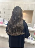 透明感カラー/くすみからー×ハイライト コテ巻きパーマ#2