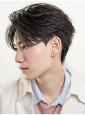 韓国ヘアカルマパーマコンマバングセンターパート黒髪ウルフ