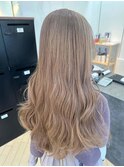 透明感カラーブリーチダブルカラーミルクティーベージュロング