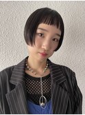 マイクロボブ/ミニボブ/黒髪ボブ/ショートバング/ワイドバング