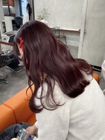 ニコ トウキョウ 渋谷(nico TOKYO)&nbsp;ダブルカラーチェリーレッドピンクブラウン韓国レイヤーロング