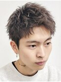 ビジネスショートツーブロックフェードスパイキーショート短髪