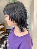 テトヘアー(teto hair) ウルフカット、ボブウルフ、ネイビーカラー、マッシュウルフ
