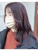 ベージュピンク×韓国風巻き ウェーブ巻き