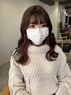 ツキ 横浜店(tuki) ケアブリーチインナーカラーイヤリングカラーミディアムレイヤー