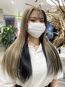 ゼスト 八王子店(ZEST) 【インナーカラー】ホワイトベージュ×ブラック