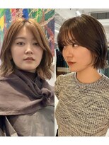 ノラ ヘアーサロン(NORA HAIR SALON)&nbsp;ナチュラル小顔前髪あり後れ毛サイドバング結べるボブくびれヘア