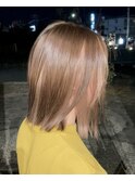 切りっぱなしボブ#外ハネ#インナーカラー#ピンクベージュ#豊橋