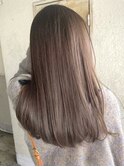 ブリーチなしWカラーイメチェンベージュグレージュロング美髪