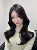顔まわりレイヤー 艶カラー 暗髪 韓国風 髪質改善 福岡美容室