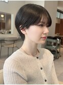 ハンサムショートパーマニュアンスパーマ黒髪耳かけ10代20代