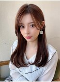暗髪でも出せるこなれ感！フェイスレイヤー×ナチュラルロング