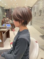 アース 栄店(HAIR&MAKE EARTH) earthショートレイヤーボブミルクティー丸みショートボブ