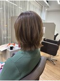 オリーブベージュ レイヤー 重く見えない ボブレイヤー
