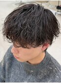 シャドウパーマメンズメッシュメンズパーマ波巻きパーマ韓国ヘア
