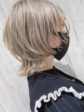 リアイス(Re:ICE) ミニウルフ/くすみブルー/流れるレイヤー/インナーハイライト