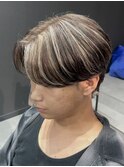 外国人風ハイライトセンターパート
