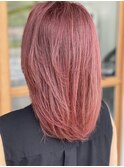 ピンクレッド/ブリーチ後カラー/ハイトーンカラー/西原町