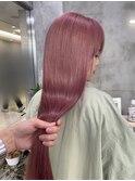ダブルカラーピンクベージュミルクティーベージュレイヤーカット