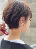 小顔ふんわりショート簡単スタイリングブリーチなしカラーS44