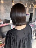 切りっぱなしボブ×ナチュラルブラウン