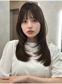美髪レイヤーカット顔まわりレイヤーくびれミディアムレイヤー